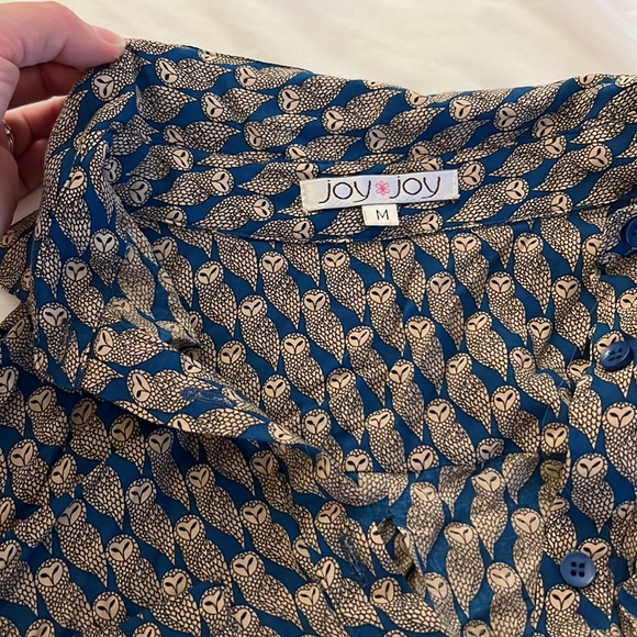 Joy joy owl tunic. Bum coverage! 33 inch long. Button front - Picture 2 of 3